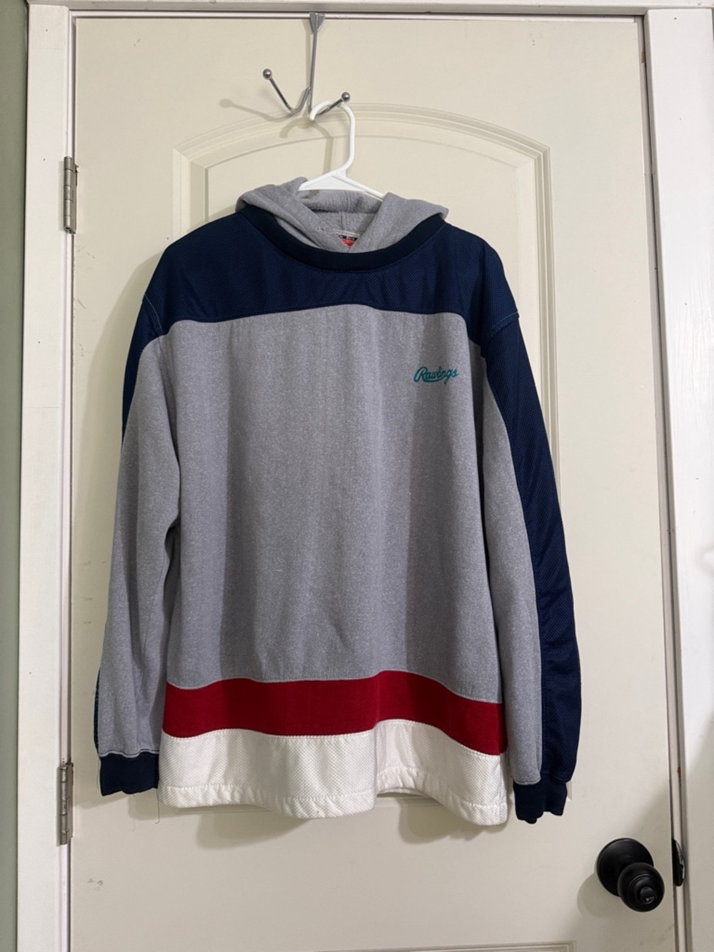 Vintage Y2K Rawlings Grey, Navy & Red Hooded Pullover